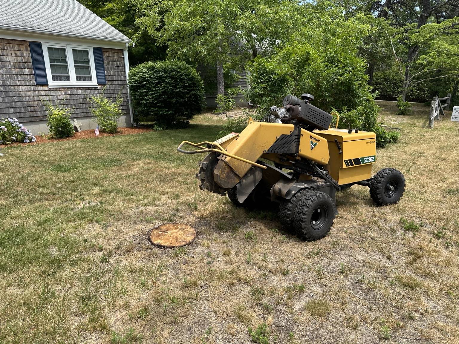 Cape Stump Grinding equipment on a residential property